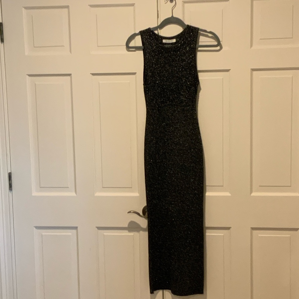 Mustard Seed Black Glitter Midi Dress